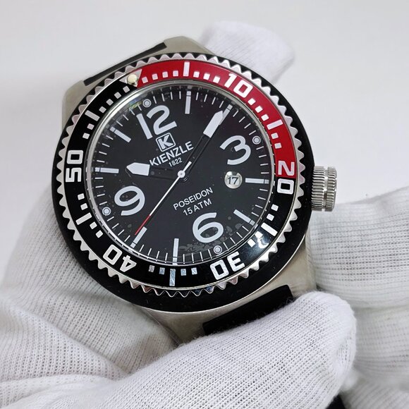 Kienzle Poseidon 1822 Date 53mm Case Rubber Band Quartz Men's German Wristwatch - Picture 6 of 9